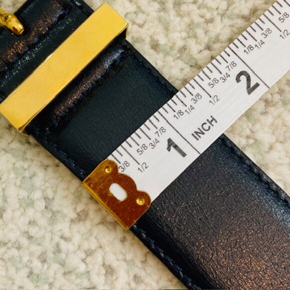 Paloma Picasso Vintage Womens Medium 75 Made in Italy Black Gold Leather Belt - Picture 14 of 16